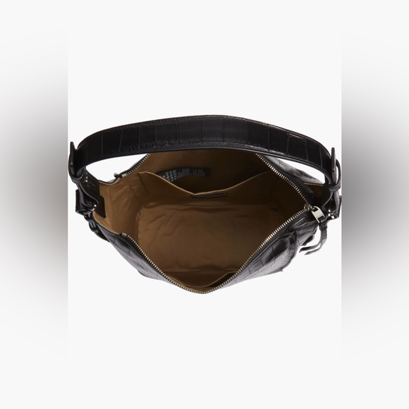 All Saints Authentic Kita Croc Embossed Leather Shoulder/Crossbody Bag - Picture 5 of 8